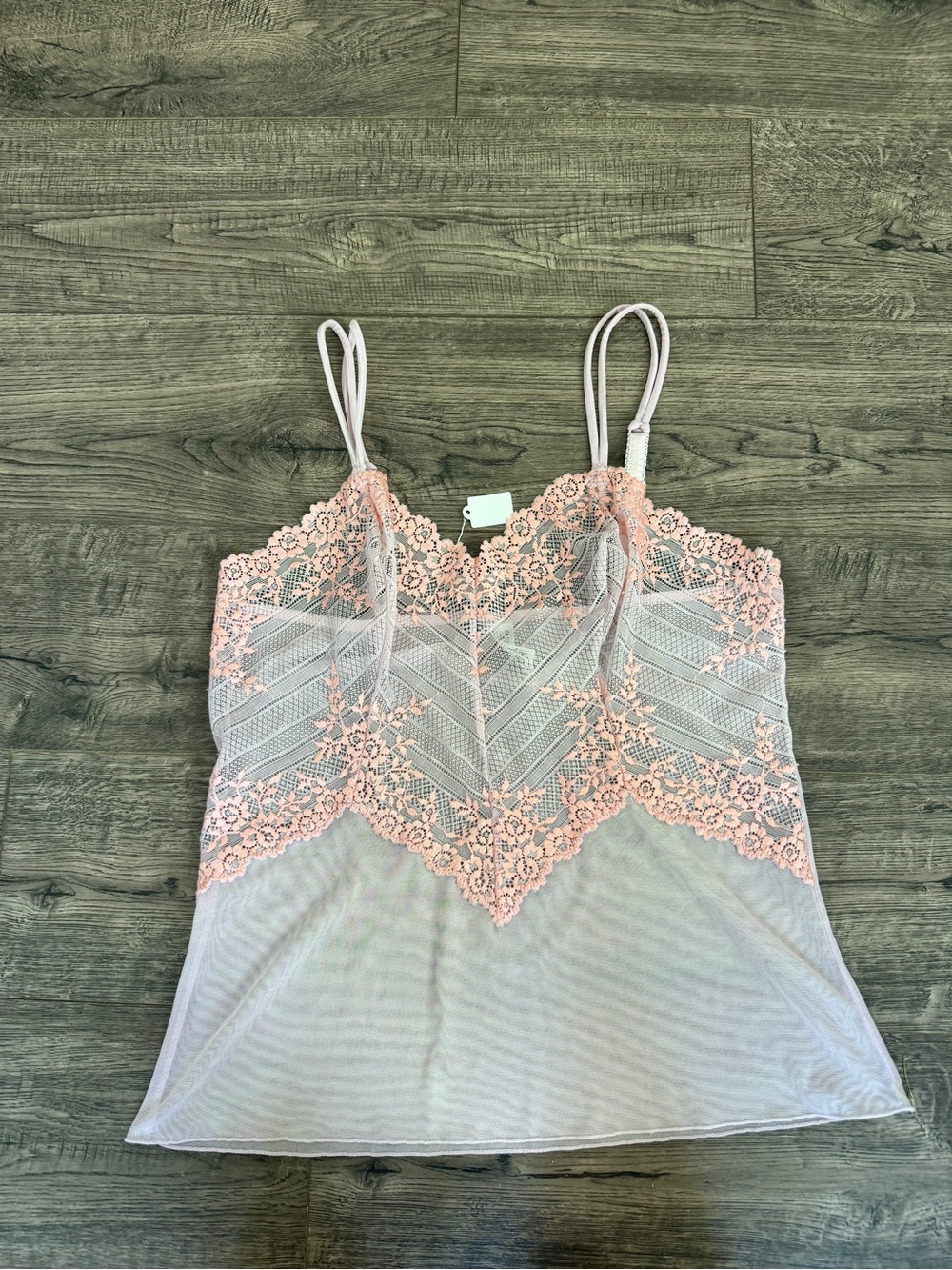 Wacoal Sheer Mesh Chemise with Peach Lace Trim